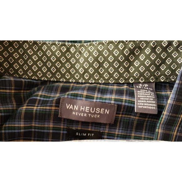 Van Heusen Never Tuck Long Sleeve Button Up Dress Shirt- Small - Picture 3 of 3